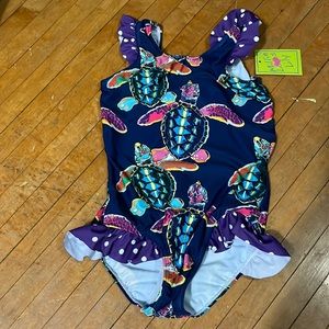NWT Millie Loves Lily swimsuit - sz 10Y - sea turtles